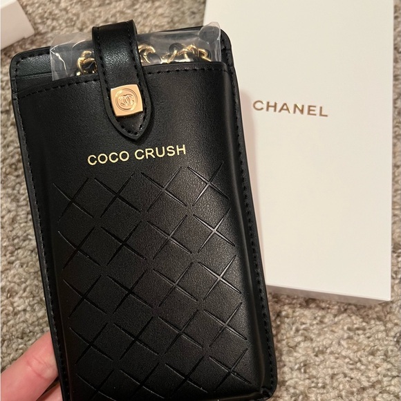 Chanel Black Coco Crush Leather Phone Holster